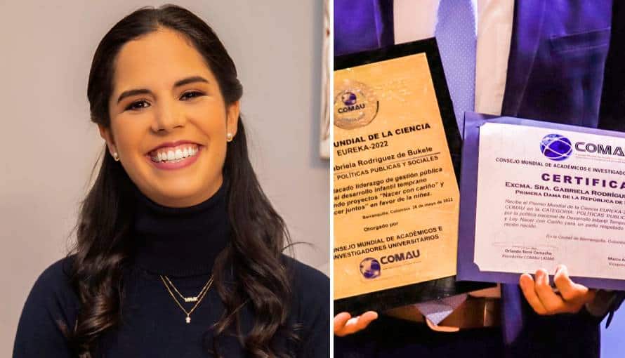 Reconocen Gabriela de Bukele con premio de honor por sus políticas de Primera Infancia